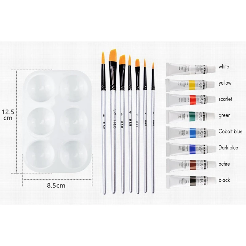 

Art Paint Palette Set Nylon Brush Acrylic Paint Set Nylon Hair Brush Six-Hole Palette Art Supplies