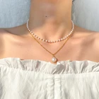 Новинка 2021, модное ожерелье-чокер DAXI с жемчугом в стиле Kpop, милые двухслойные ожерелья-цепочки с кулоном для женщин и девушек, модные украшения, подарки