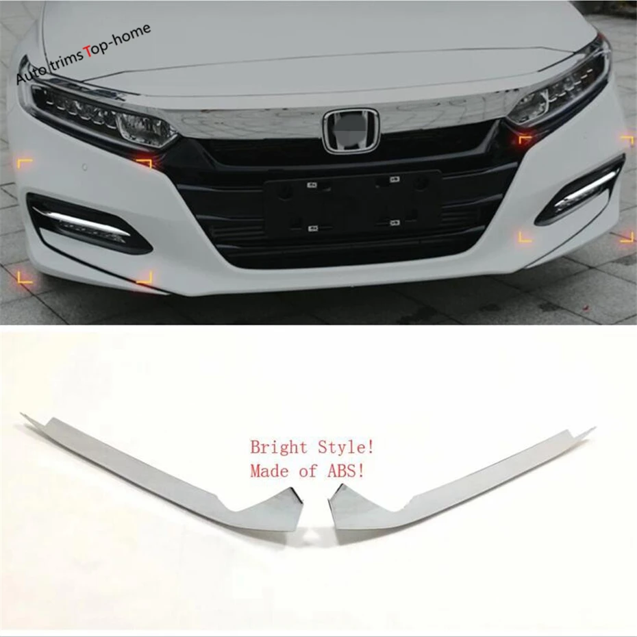 

Yimaautotrims Front Fog Lights Lamp Eyelid Eyebrow Cover Trim For Honda Accord 10th 2018 - 2021 Chrome / Carbon Fiber Look ABS
