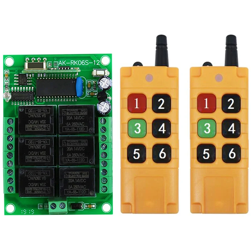 

Промышленный 2000 м DC12V 6CH 6 CH Беспроводной светодиодный светильник с дистанционным управлением реле Выход радио RF передатчик и 433 МГц получатель