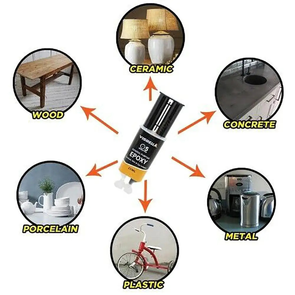 Автомобильный шприц эпоксидный клей AB Клей жидкий Эпоксид 25 мл Широкая