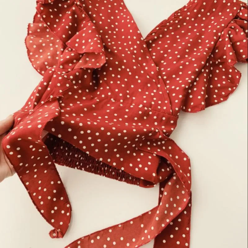 

V Neck Sexy Print Short Sleeveless Blouse Female Summer Women Chiffon Short Crop Tops Summer Beach Casual Blusas