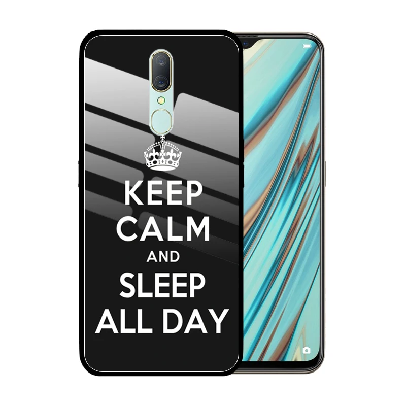 Чехол из закаленного стекла Keep Calm and Carry On для OPPO A9 2020 A91 A31 A8 A5 A3 A1 A83 A77 A59 A7X A57