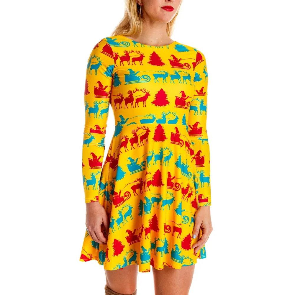 Женское рождественское платье с длинным рукавом вечерние рождественские