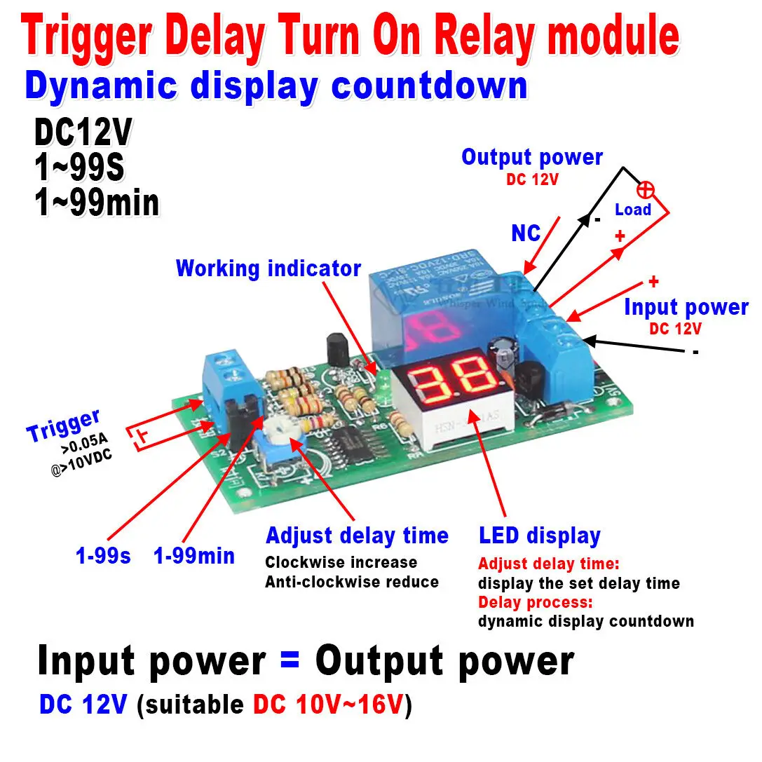 DC12V/24V светодиодный реле дисплея МОДУЛЬ таймер синхронизации задержки