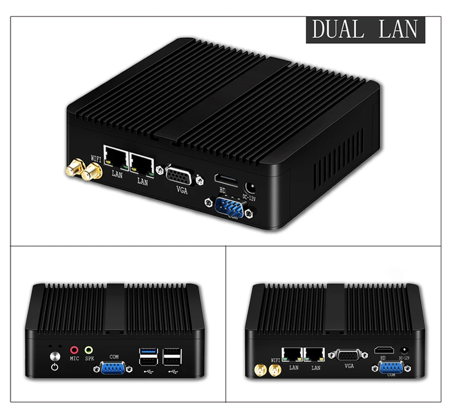 Промышленный мини ПК без вентилятора Celeron N2830 J1900 N2930 двойная LAN и COM гигабитная Windows