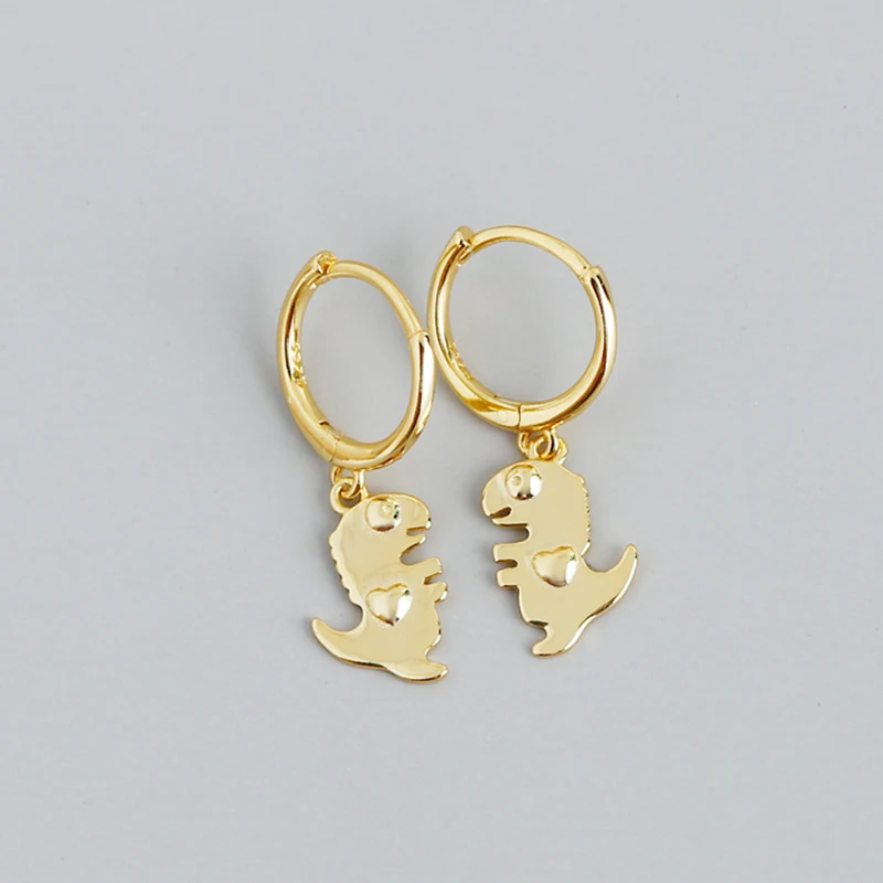 2020 милые серьги кольца с динозаврами 100% Стерлинговое Серебро 925 пробы панк хип