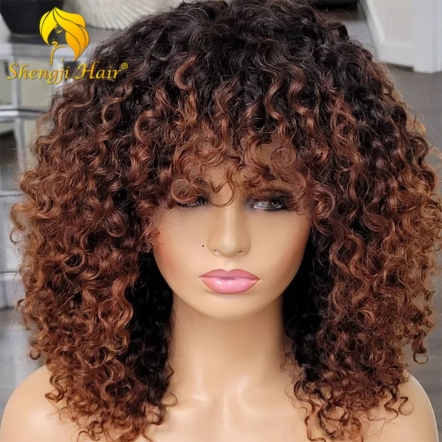 

Kinky Curly Wig With Bangs Wigs For Women Human Hair Lace Front Wig Brazilian Remy Hair Pre Plucked For Black Women 10A