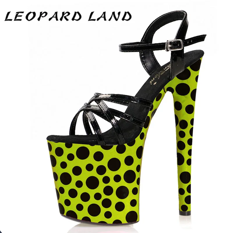 

Leopard Land Polka Dot 20CM Roman Shoes Summer Sexy Pole Dance High Heels Catwalk Sandals Nightclub Platform Shoes For Women LYP