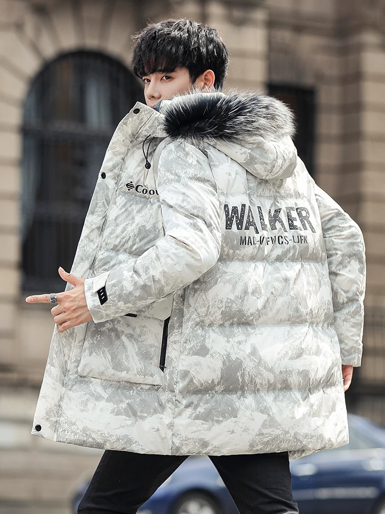 Duck Duck down Jacket Men's Mid-Length New Fashion Brand Extremely Cold Thickened Camouflage White Goose down Winter Coat