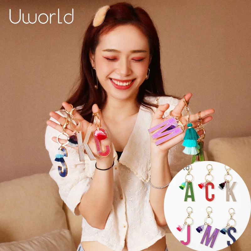 Уникальный эмалированный брелок с буквой 3-слойный металлический кисточкой для