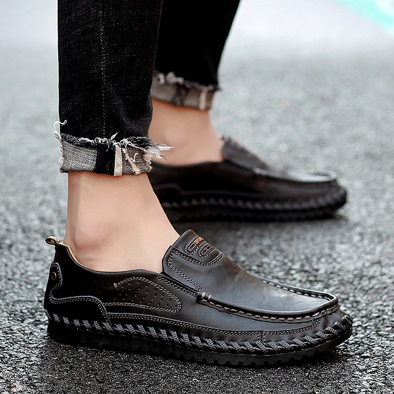 

Genuine Leather Men loafers slip on Moccasins Mens Driving Shoes Spring Autumn Italian Loafers Shoes Handmade Casual Shoes men