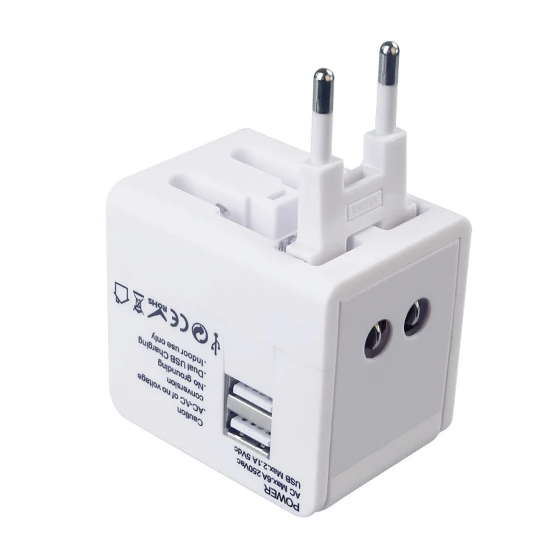 Universal Travel Adaptor 2.1A Dual USB Plug Multifunction Conversion Smart Streaming Converter All In One | Электроника
