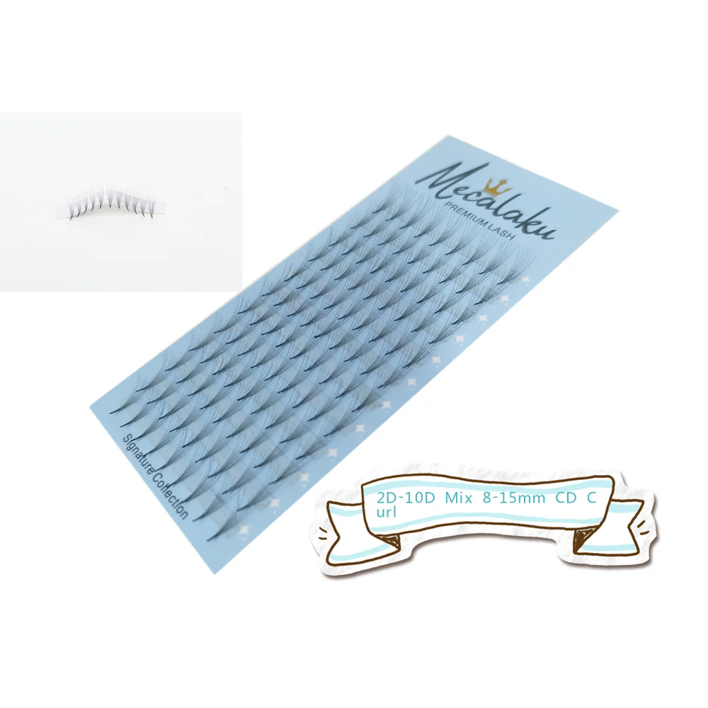 

Mecalaku Soft 2D3D4D5D6D7D10D Russian Premade Volume Eyelashes Extension Short Stem Pre made Fans C/D Curl Mink Individual Lash