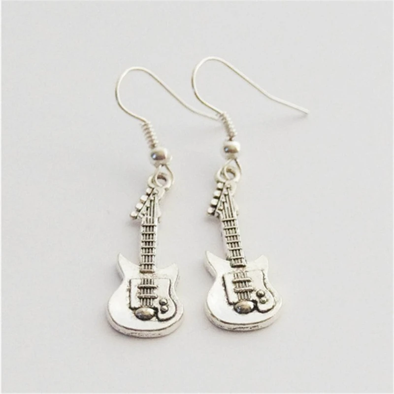 gitarre schmuck silber farbe gitarre ohrringe elektrische gitarre ohrringe musik ohrringe gitarrist geschenk musik lehrer free global shipping