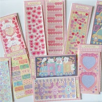 pink kawaii photo frame series cartoon sticker scrapbooking handmade with love idol card decorative stickers valentines day