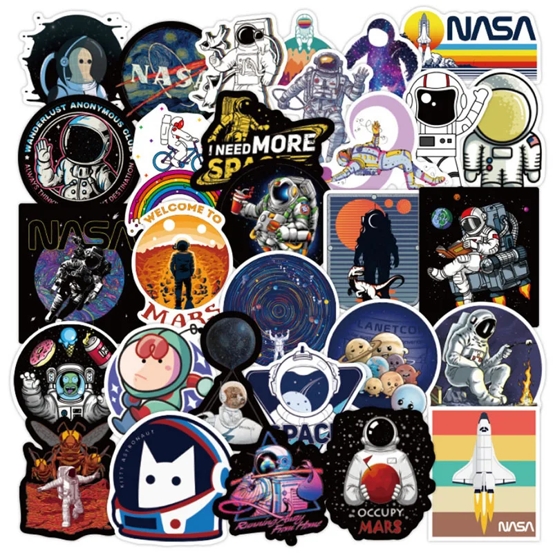 

50 pcs Fantasy space astronaut Graffiti Waterproof Skateboard Travel Suitcase Phone Laptop Luggage Stickers Cute Kids Girl Toys