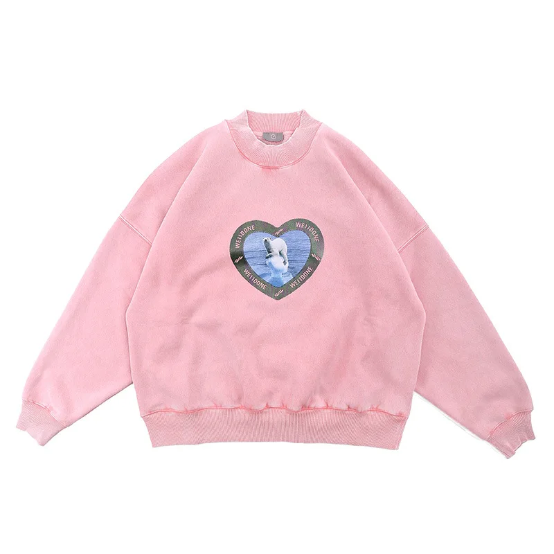 

Vivgae men's clothing autumn and winter 2020 new high street fashion brand back logo love Plush long sleeve sweater lovers' wear