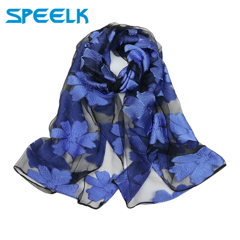 

Новый Шелковый шарф из органзы с цветочным узором, женские пушистые шарфы, женская модная шаль и палантины, женский цветочный хиджаб, палант...