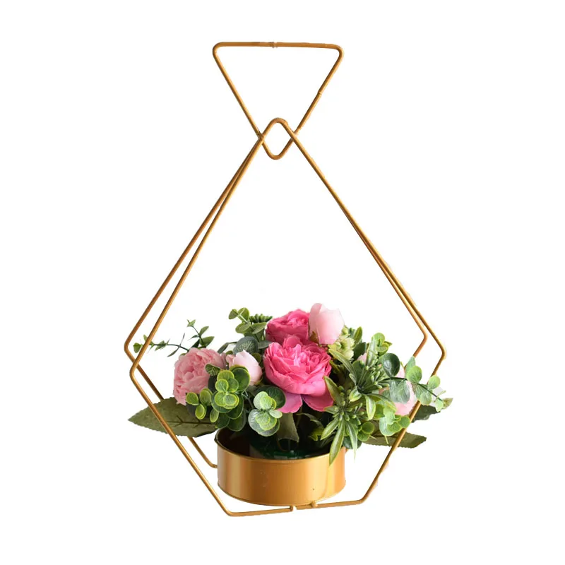 

Creative flower arrangement portable wrought iron flower basket round flower stand
