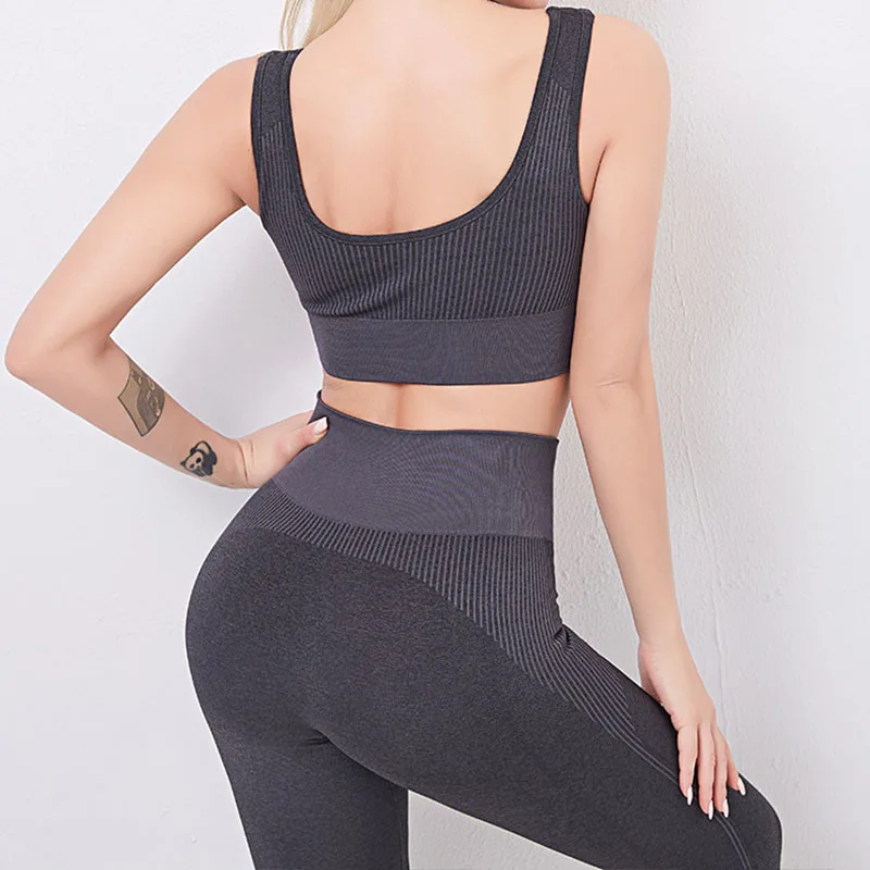 Женский бесшовный комплект для йоги спортивные костюмы фитнеса одежда спортзала