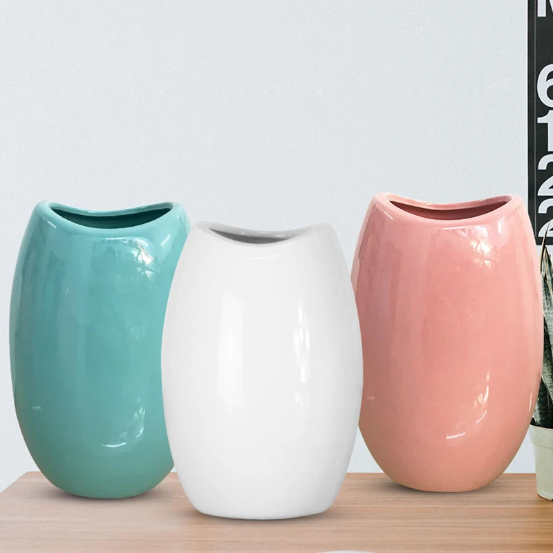 Простая мини ваза современные керамические вазы для цветов белый и синий