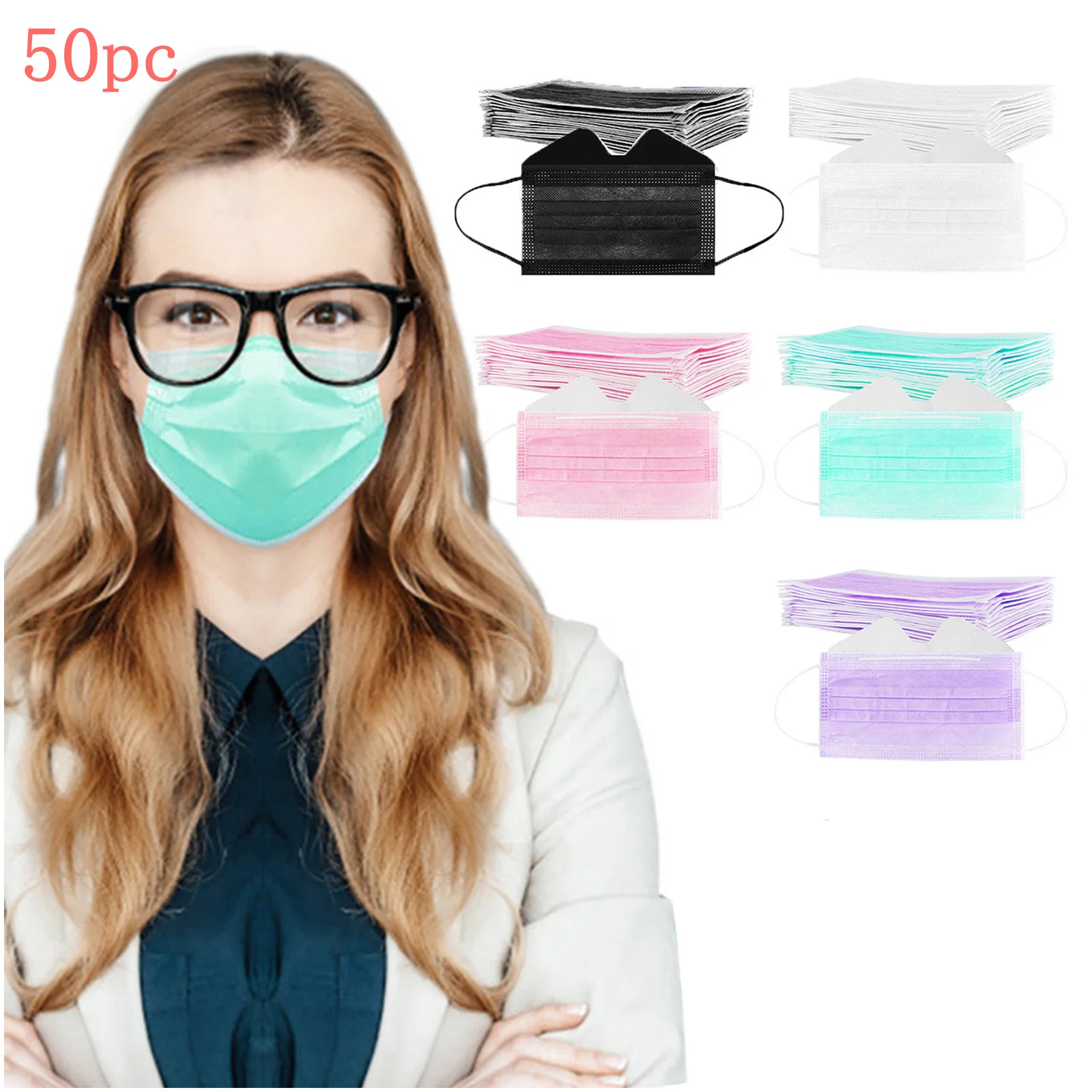 

Disposable Face Masks Anti-fog 3-ply Disposable Mask 50pc Anti-pollution Filter Mouth Mask Outdoor Protective Halloween Cosplay