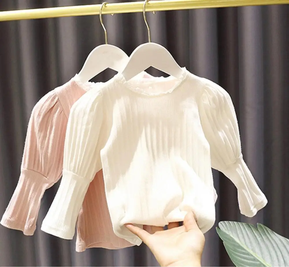 

Baby Girl Bottoming Shirt Baby Girl And Children'S 2020 Autumn Clothing Korean Version The New Girl'S Air Bubble Sleeve T-Shirt