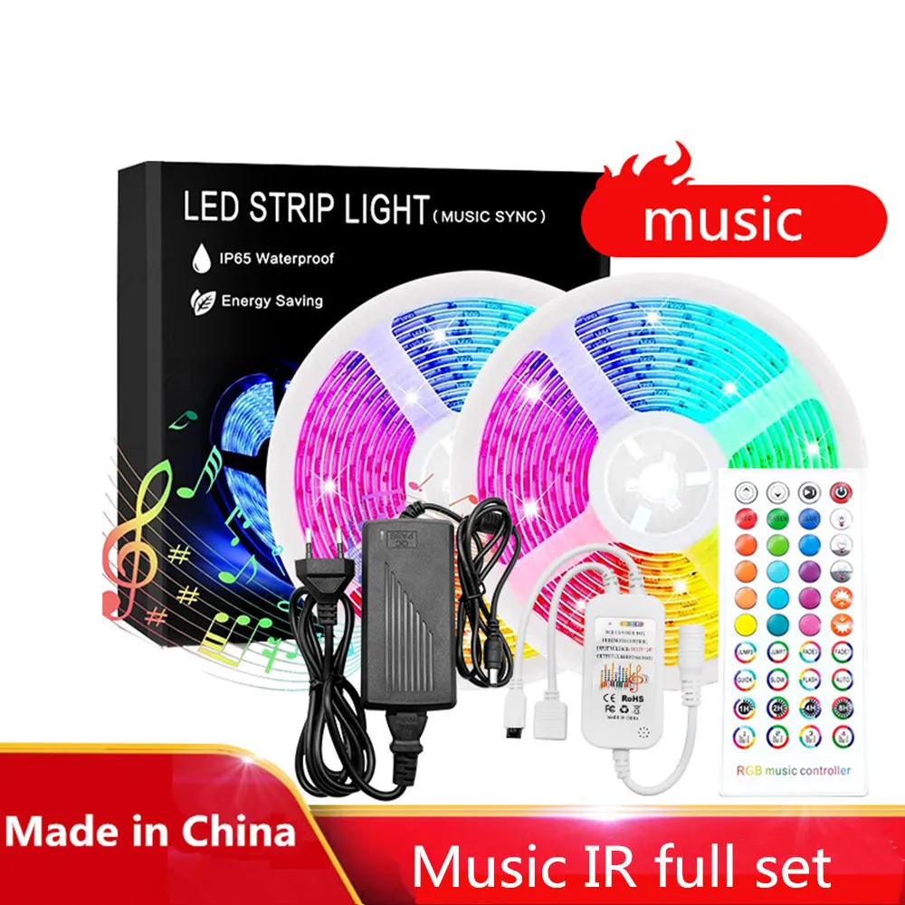 

Музыкальная светодиодная полоса освещения 12 В Rgb 5050 SMD Светодиодная лампа s красочная лента Гибкая Рождественская декоративная лампа 5 м 10 м ...