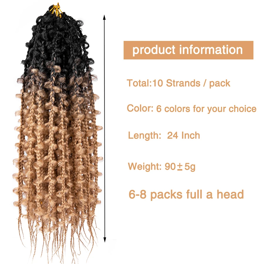 24Inch Jungle Butterfly Faux Locs Box Braids Soft Synthetic Crochet Braiding Hair Extensions Boho Goddess Knotless Pre Looped |