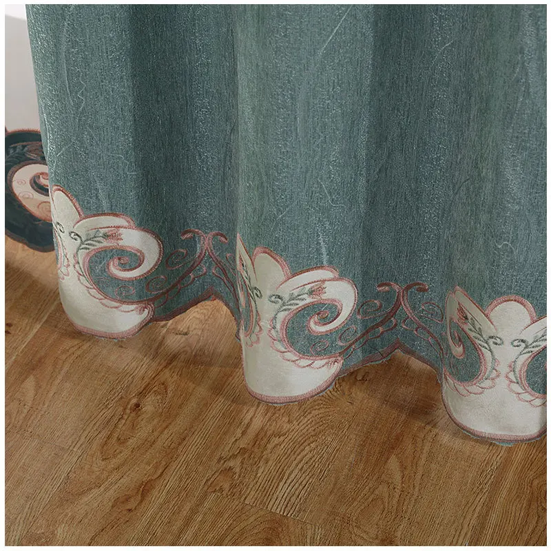 

New Chinese Curtain For Living Dining Room Bedroom Chenille Embroidered Curtains Valacen Curtains Finished Product Customization