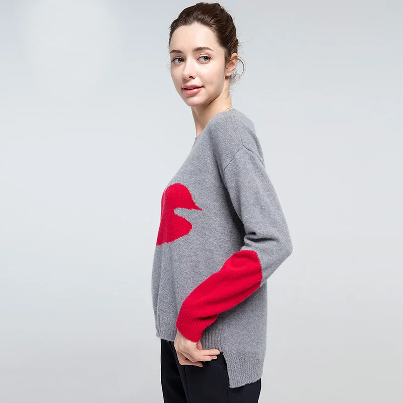 Женский шерстяной пуловер 90% 10% кашемировый свитер с круглым вырезом для женщин
