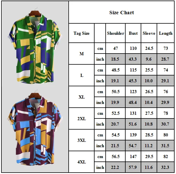 

New Style Men Colour Block Short Sleeve Shirts Buttons Casual Summer Holiday Top Plus Size Universal Fashion