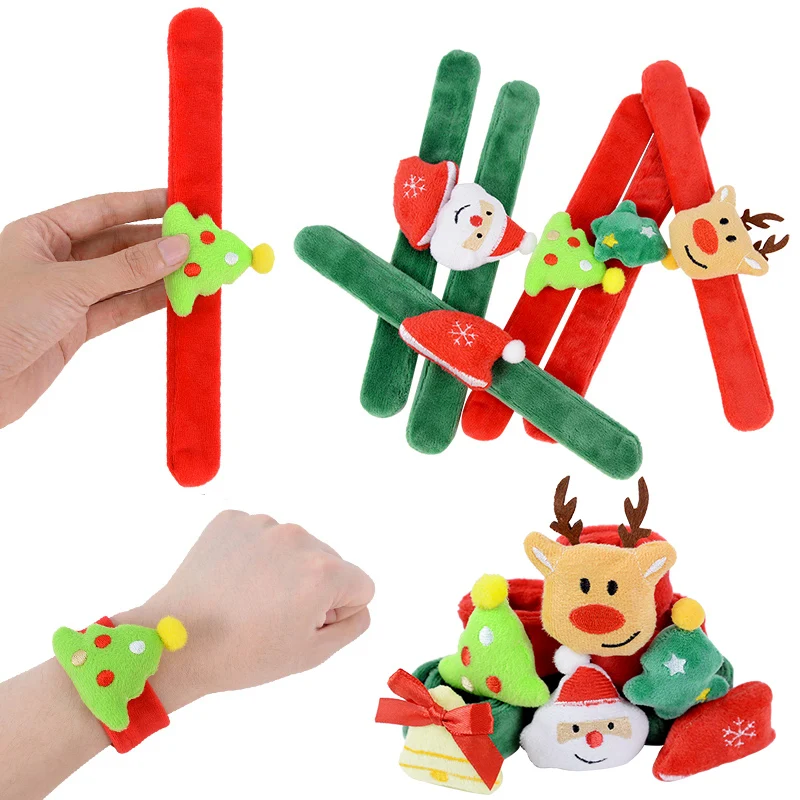

Christmas Clap Circle Toys Kid Children Baby Shower Birthday Navidad New Year Party Gift Xmas Tree Elk Santa Slap Bracelets 1pc