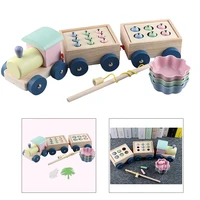 wooden fishing game train model kid toys fine motor skill toy color sorting toys