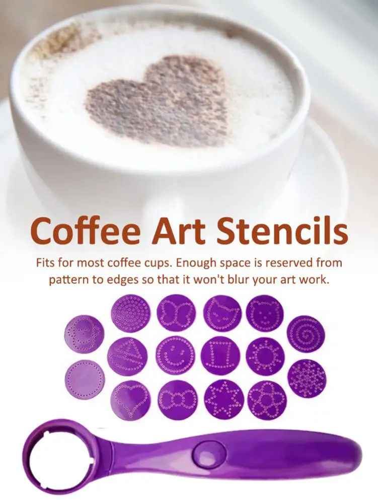 17 шт. трафареты для украшения кофе дизайна шаблон бариста ручка латте всех видов