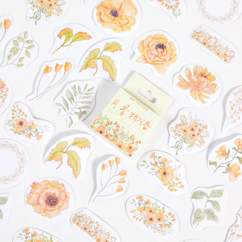 

46Pcs/Pack Yellow Rose Sticky Stickers Decoracion Boxed Scrapbook Office Stationery School Supplies