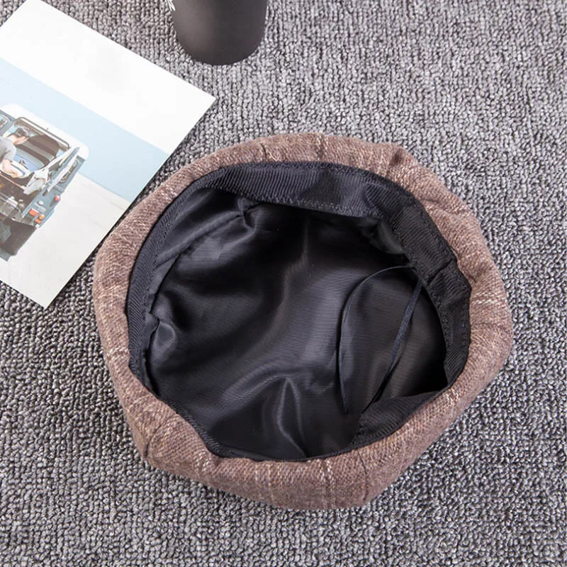 2020 женские популярные береты шапка для зимы хлопковые шапки клетчатые винтажные