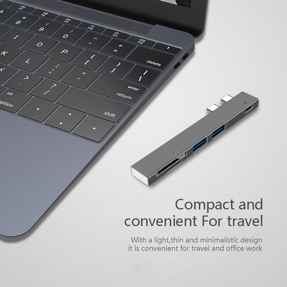 USB-C Hub с USB 3.0 портами s и кардридером SD/TF совместим новым MacBook Air 2021-2016 Pro
