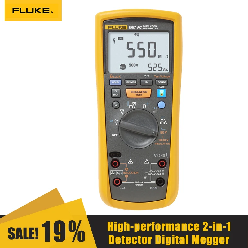 

Fluke F1587 FC Digital Insulation Multimeter High-performance 2-in-1 Multimeter Detector Digital Megger 1000V