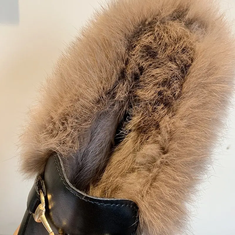 

Autumn and winter warm fur slippers 2020 new fashion Baotou Muller shoes rabbit fur casual shoes women