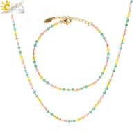 csja gold color colorful jewelry sets stainless steel bracelet bracelets for ladies fashion 2022 thin link chain delicate s760