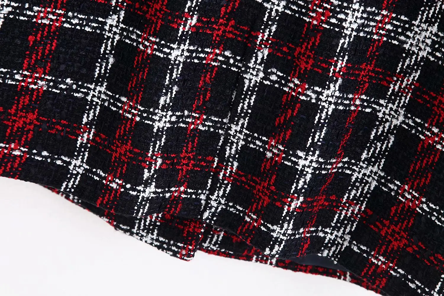TRAF Women Office Lady Plaid Double Breasted Tweed Blazer Coat Vintage Fashion Long Sleeve Pockets Ladies Outerwear Chic Tops