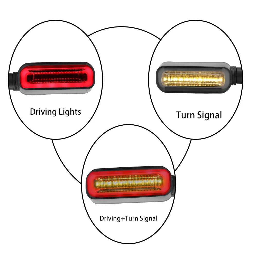 

LEEPEE Motorcycle Turn Signal Lights 12 LED Signal Lamp DRL Flowing Water Signals 2 in 1 Blinker Tail Lamp Universal
