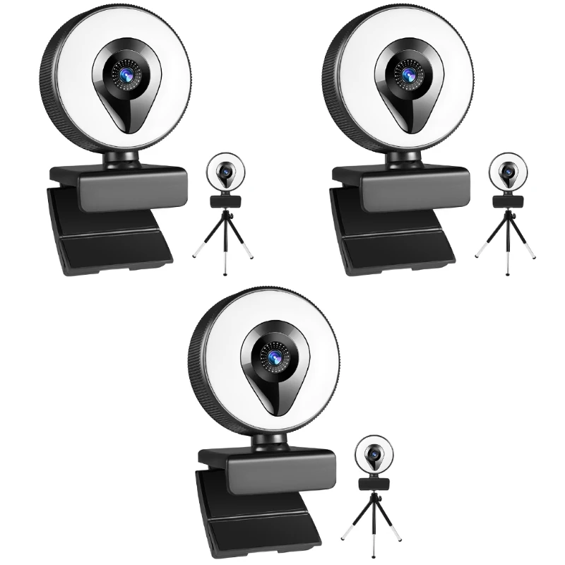 

AutoFocus 1080P Webcam 4K 2K 3 Light Broadcast 60FPS Web Camera Mic Beauty Cam