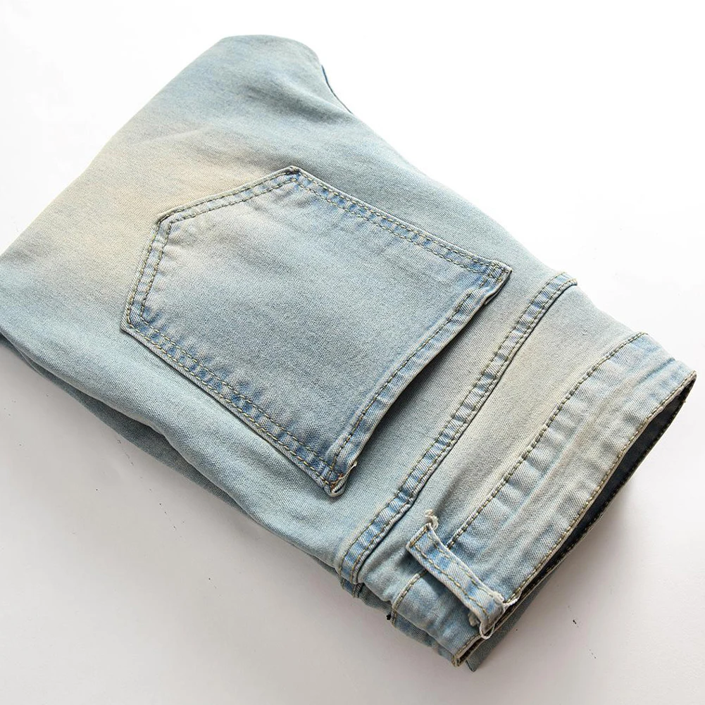 

3 Styles Men Ripped Jeans Slim Straight Stretchy Mid-Waist Denim Trousers Casual Summer Autumn Biker Outwears Pants Mens Pants