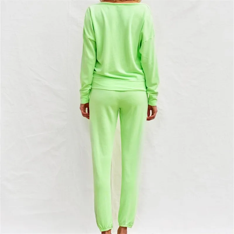 

2020 Autumn O-neck Women Pajama Sets Casual Vintage Long Sleeves Loose Pajama Sets Women