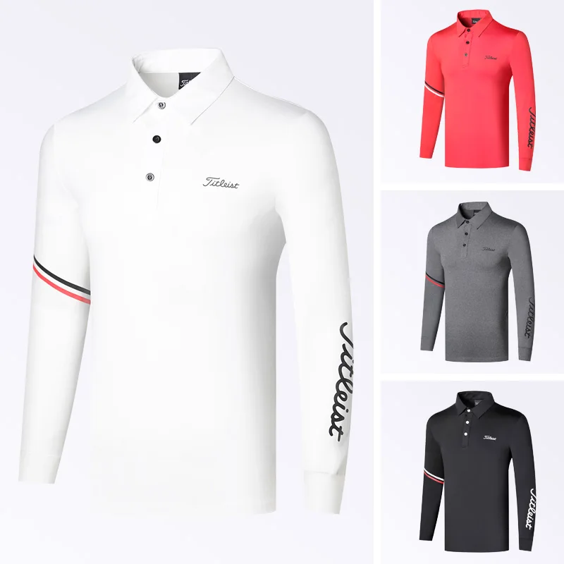 

2021 Golf wear Men's Long Sleeve Breathable and Sweat-absorbent T-shirt Polo Quick-drying Top