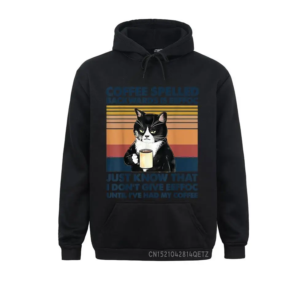 

Long Sleeve Hoodies Men Sweatshirts Coffee Spelled Backwards Is Eeffoc Cats Drink Coffee Chic Funny Clothes New Coming