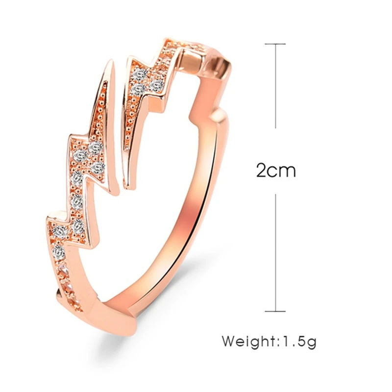 Уникальный дизайн кольца с кристаллами Lightning для женщин Регулируемый размер